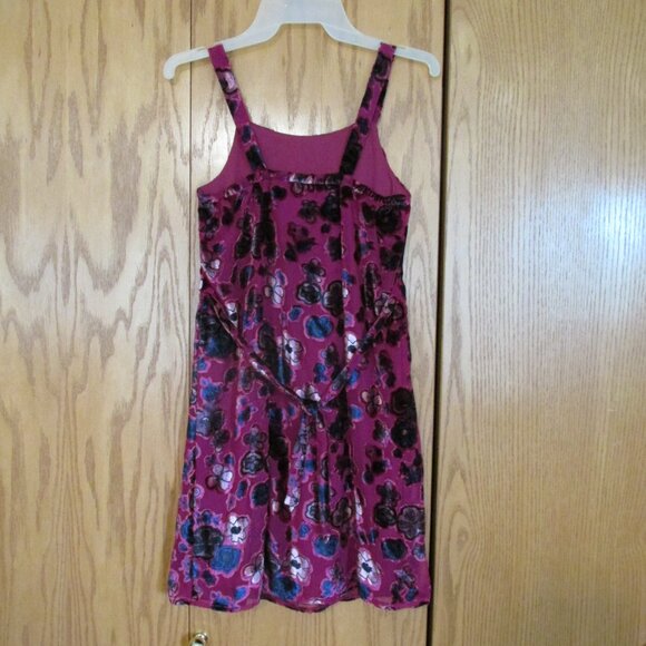 GIRL'S SIZE 10 DRESS FUCHSIA PINK, NAVY BLUE FLORAL JUMPER FLOCKED TUNIC BOHO HI - Picture 4 of 8